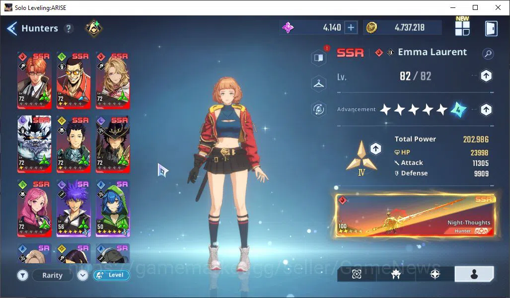 Solo Leveling: ARISE Accounts 750k Power | EmmaA9+SignA2, Cha Hae-InA5+Sign9. AmamiyaA4+SignA1, GotoA3+SignA6 ETC|Log 5