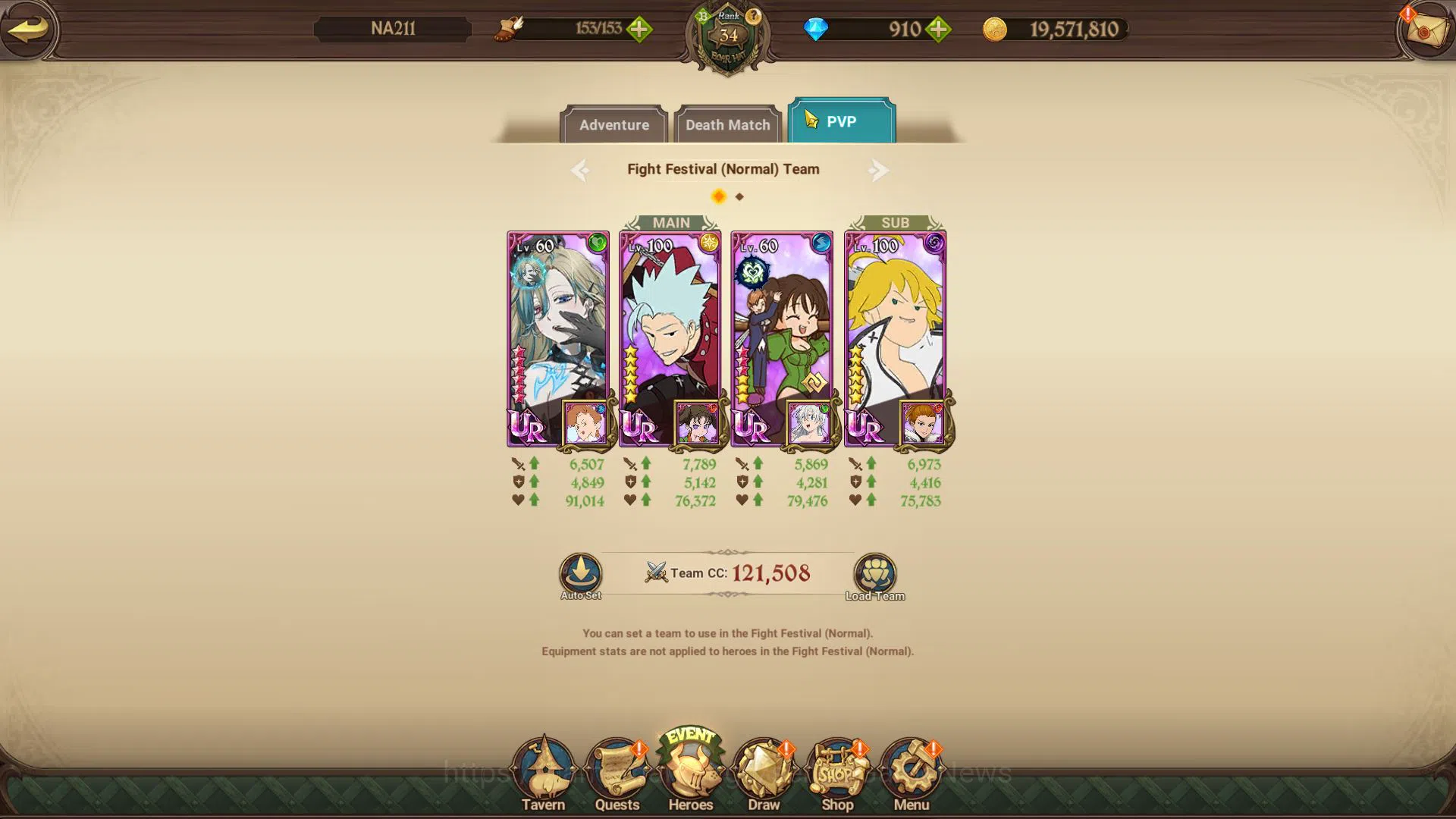 The Seven Deadly Sins: Grand Cross Accounts Starter Global|861K CC|Stater Ch5|910 Dm| 3 UR | Salos, King And Diane, Demon 6