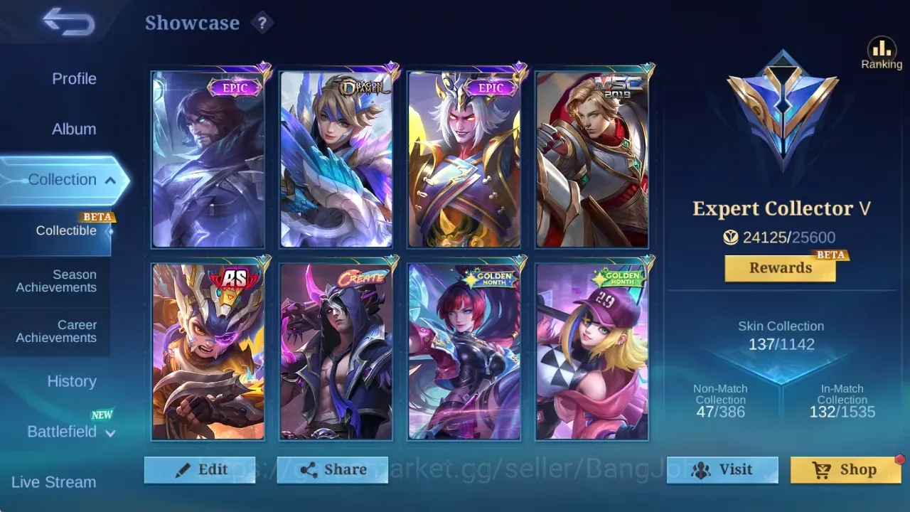 Mobile Legends: Bang Bang Accounts Others Global|Skin137|Expert|AnniversaryAkaki,Saber Johnson,Naruto Vale,DragonT 1