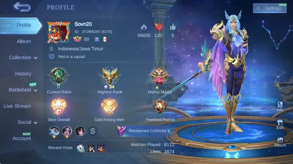 Mobile Legends: Bang Bang Accounts Global|Hero 132|Skin 237|Renowned|KOF Karina,Colle image 1