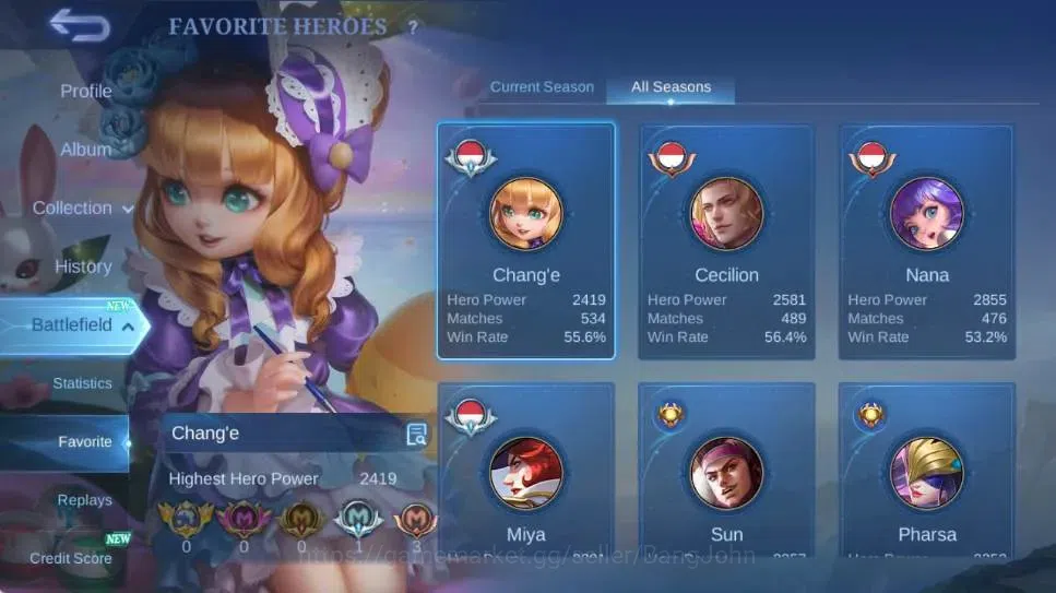 Mobile Legends: Bang Bang Accounts Global|Hero 132|Skin 237|Renowned|KOF Karina,Colle image 4