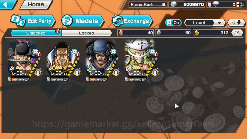 One Piece Bounty Rush Accounts Global|4 EX |RO Roronoa Zoro,AMS[Borsalino],Bp Kuz image 5