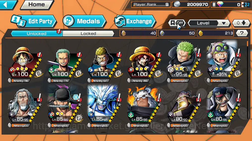One Piece Bounty Rush Accounts Global|4 EX |RO Roronoa Zoro,AMS[Borsalino],Bp Kuz image 6