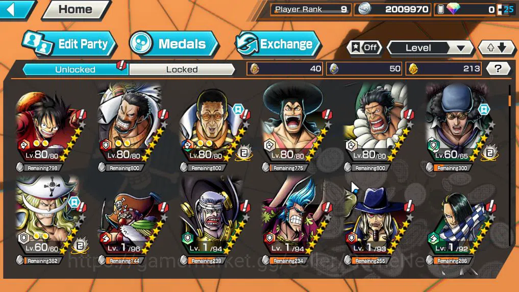 One Piece Bounty Rush Accounts Global|4 EX |RO Roronoa Zoro,AMS[Borsalino],Bp Kuz image 7