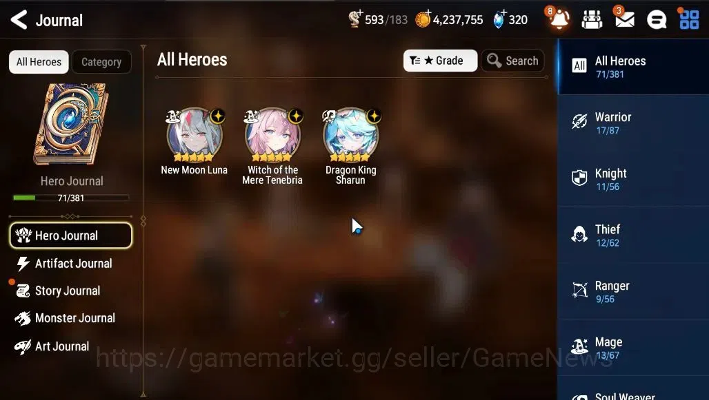 Epic Seven Accounts GLOBAL Unverif|NewEra|3 ML(NM Luna,DK Sharun,WOTM image 4