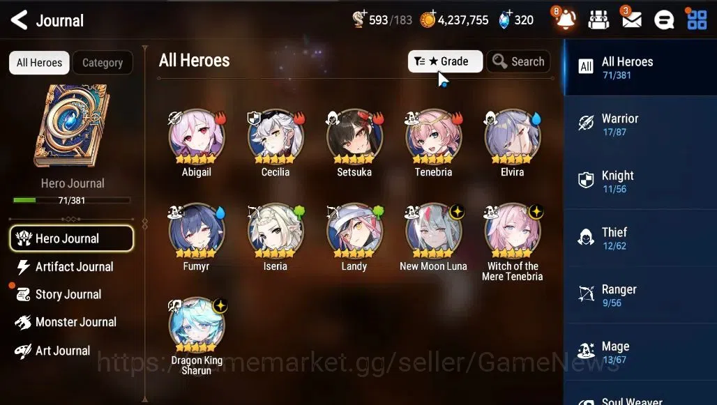 Epic Seven Accounts GLOBAL Unverif|NewEra|3 ML(NM Luna,DK Sharun,WOTM image 5