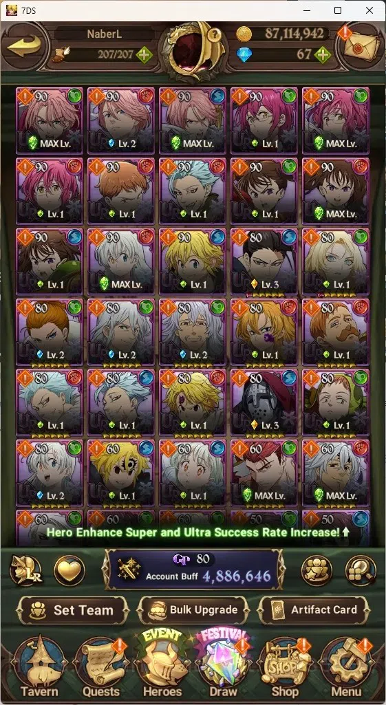The Seven Deadly Sins: Grand Cross Accounts ASIA|4,8M CC|67 DM+31 LS|5 LR+8 UR+Many Collab|NMe image 11