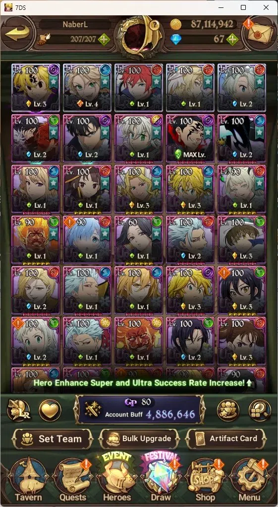 The Seven Deadly Sins: Grand Cross Accounts ASIA|4,8M CC|67 DM+31 LS|5 LR+8 UR+Many Collab|NMe image 5