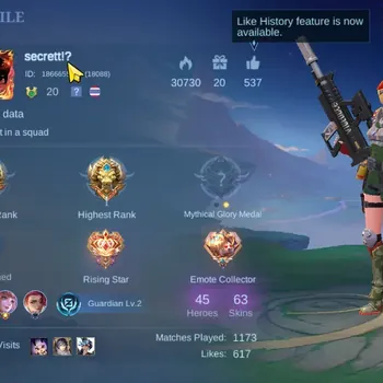 Mobile Legends: Bang Bang Accounts Others Hero 45|Skin 63|Granger LBorn,Lancelot DTamer,Gusion VENOM,Julian Mystic,Rafaela