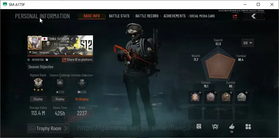 Arena Breakout Accounts High Value Mobile|LV 30|SV 113,4M|CV 88,6M| Exclusive MG H416,Squire VSS|MG AKM,Bandit M4A1,Piece 1