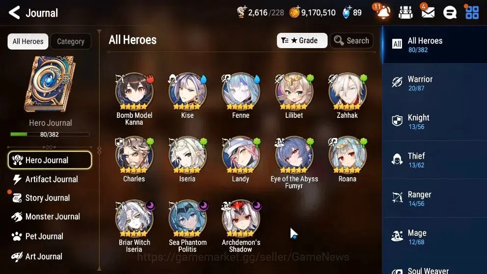 Epic Seven Accounts Starter GLOBAL UnVerif|New Era|14 ML(SP Politis,AShadow,BW Iseria)+Ab Fumyr,Fenne,Roana,etc|Poh ON|2,6 5