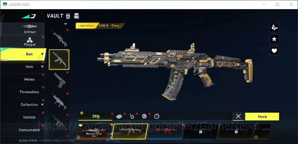 Blood Strike Accounts Collab Skin ASIA|Ultra [Origin-12 JB,INP- Molten,AR97 Bit Strike,etc],Collab [KAG-9 Primal,Fal 19