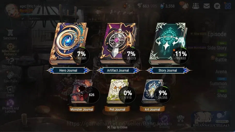 Epic Seven Accounts Global | Starter|3 ML(AVildred,BWIseria,R&L)|PoH+B image 3