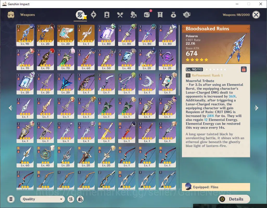 Genshin Impact Accounts Asia|AR55|2 Limited +4(*5WEP)|[FlinsC1+sign,Furina image 6