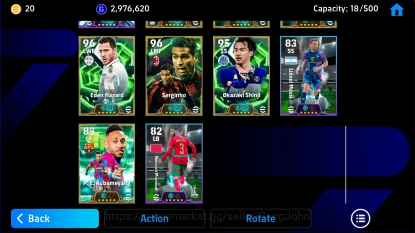 eFootball Accounts Others Android|PW 3168|Epic Kaka JohanCruyff Bergkamp Okazaki Hazard Serginho HadjiDiouf|Coach 1