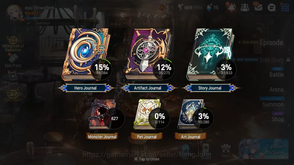 Epic Seven Accounts Others Global Unverif | Starter|2 ML(TRElvira,MChloe)|PoH ON|SS 15|Stigma 4K|Log Stove|EP7304B 1