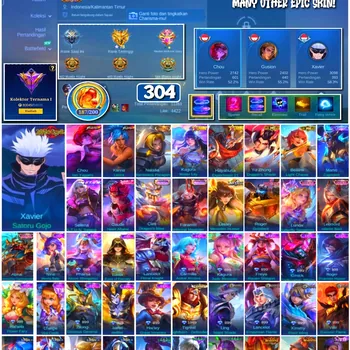 Mobile Legends: Bang Bang Accounts #4268 304 Skins | Xavier Satoru Gojo (Collab Jujutsu Kaisen) | Chou Iori Yagami (KOF