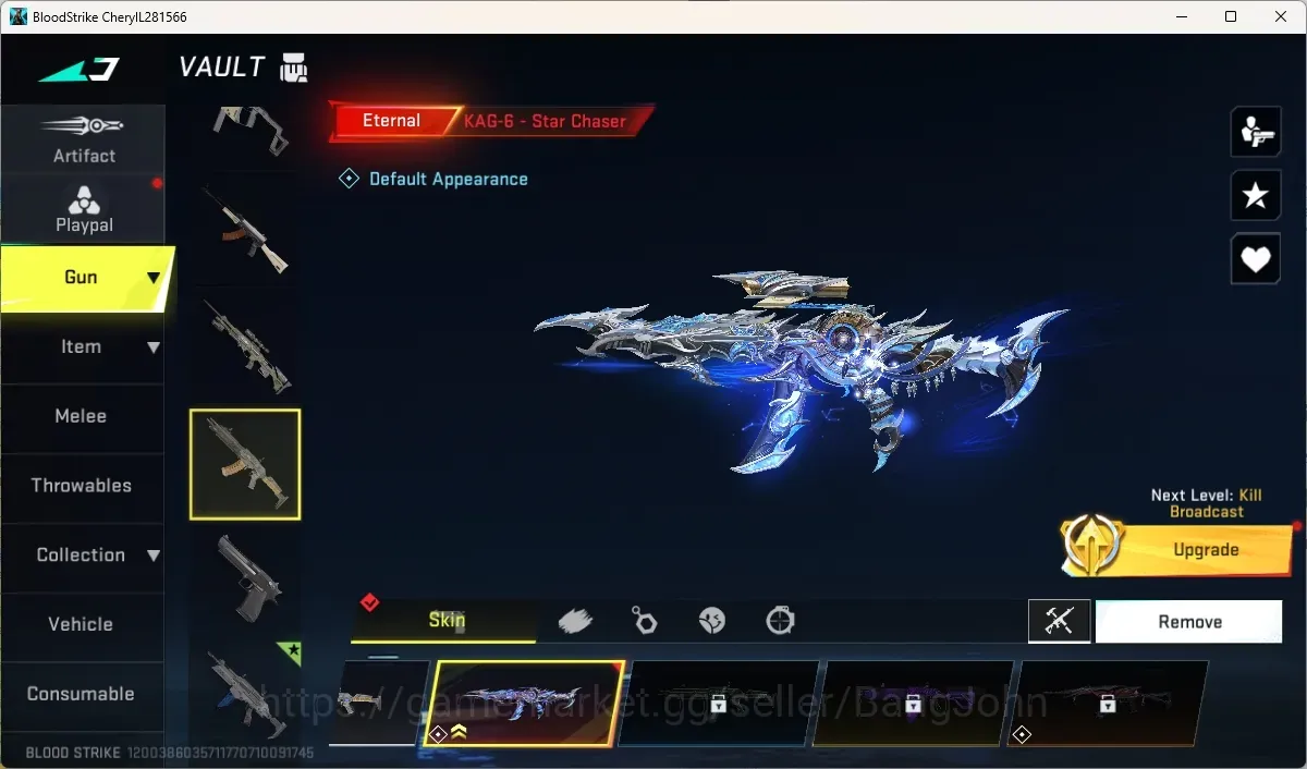 Blood Strike Accounts Others ASIA | 1 Eternal Gun: KAG-6 - Star Chaser|1 Legendary Gun|60 Eternal Upgrade Point|Check SS 1