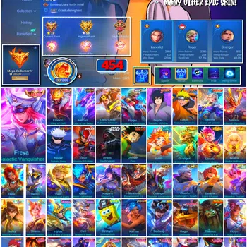 Mobile Legends: Bang Bang Accounts 🔥 #4049 🔥 454 Skins 💎 MEGA COLLECTOR IV 👑 2 Legend Skins Freya Galactic Vanquisher