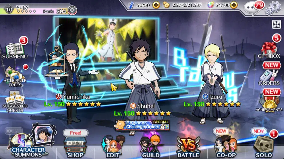 Bleach: Brave Souls Accounts Mid-Tier [GLOBAL]54K Orb|TYBW26[Bambietta,Meninas],Byakuya Renewed,Yoruichi