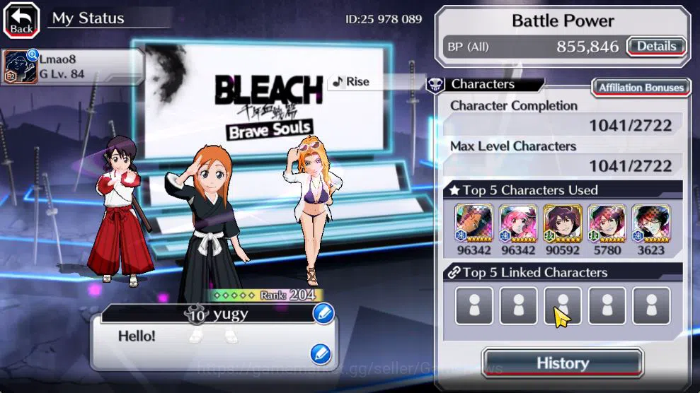 Bleach: Brave Souls Accounts Mid-Tier [GLOBAL]54K Orb|TYBW26[Bambietta,Meninas],Byakuya Renewed,Yoruichi 3