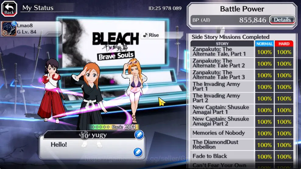 Bleach: Brave Souls Accounts Mid-Tier [GLOBAL]54K Orb|TYBW26[Bambietta,Meninas],Byakuya Renewed,Yoruichi 5