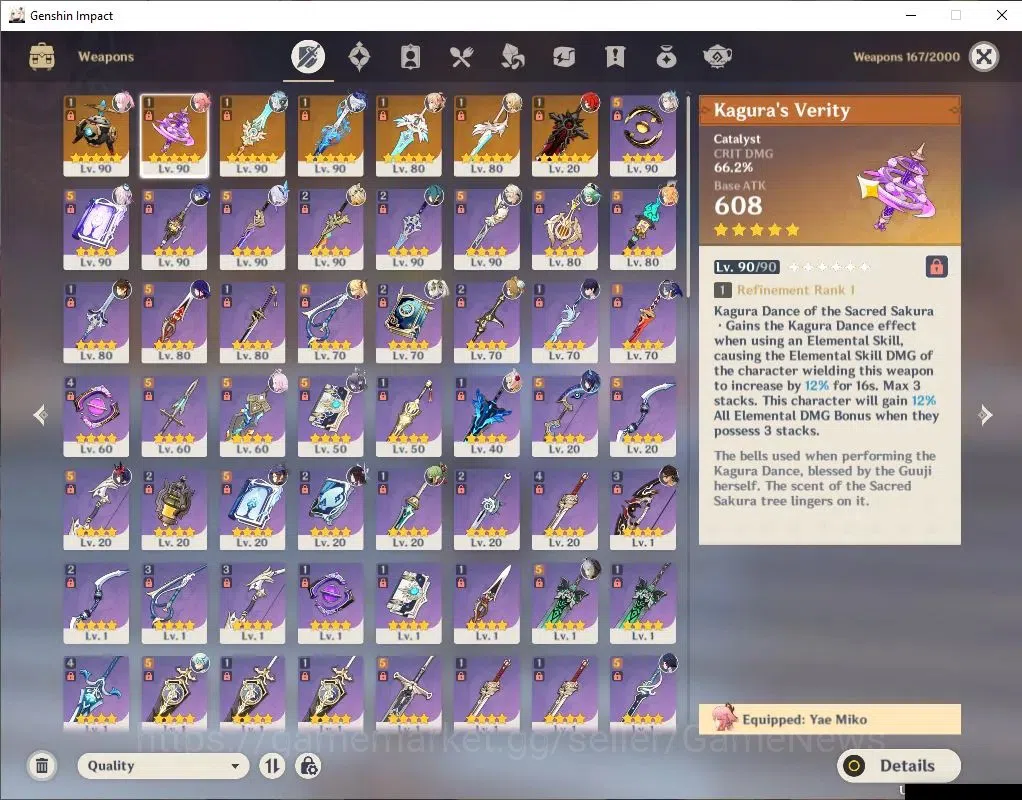 Genshin Impact Accounts ASIA|AR 59|Prime Flins|16 Limited+7(*5Weapon)|(Yae image 7