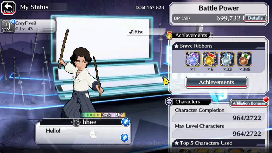 Bleach: Brave Souls Accounts Mid-Tier [GLOBAL]51 Orbs|Rukia 10th Anniv,Soul Reaper(Shunsui,Jushiro),Jushiro TYBW25,Aizen 2