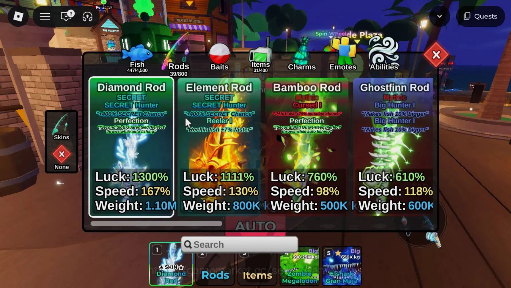 Roblox Accounts FISH IT Lv 1102|2 SC+3 Myth Rod (Diamond,Element)+ image 2