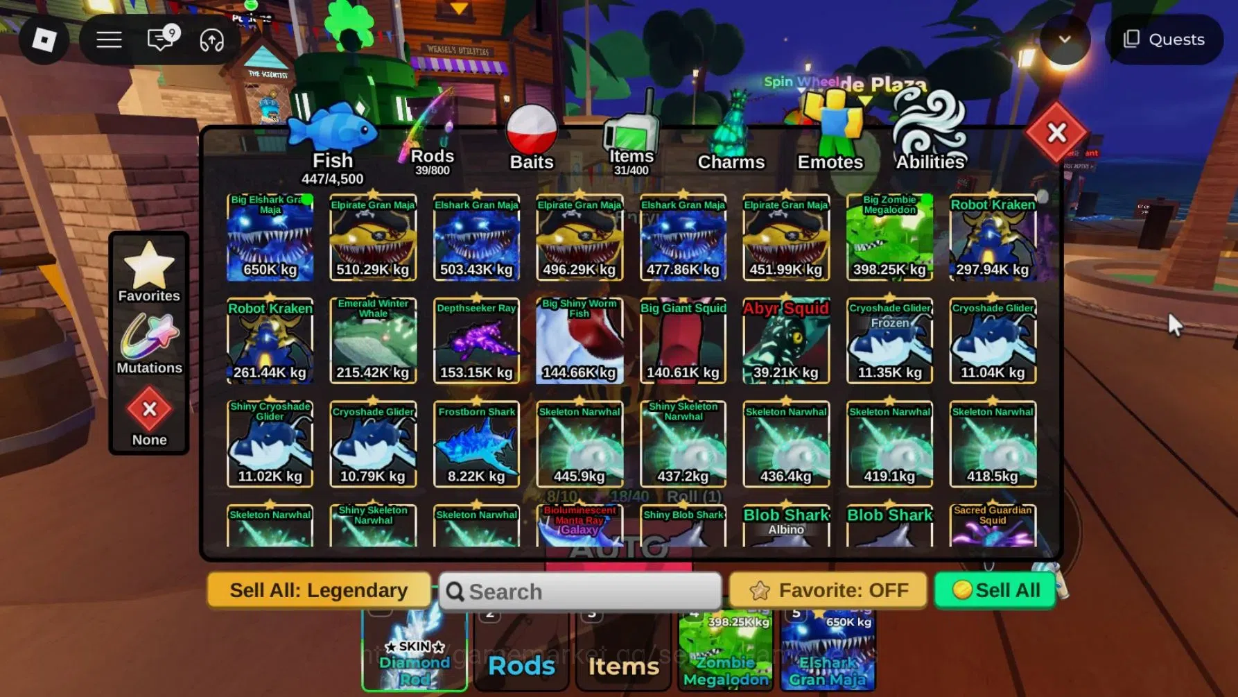 Roblox Accounts FISH IT Lv 1102|2 SC+3 Myth Rod (Diamond,Element)+ image 6