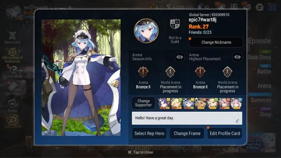 Epic Seven Accounts Starter Global Unverif | Starter | 6 ML (C Lilias,SOT Snow,NC Landy,C Pavel,Etc.)|PoH+Bless ON|SS 10 1