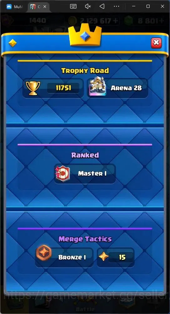 Clash Royale Accounts Mobile |CL 1440|KTL 16|Trophy 11751|Card 121|9 Max image 4