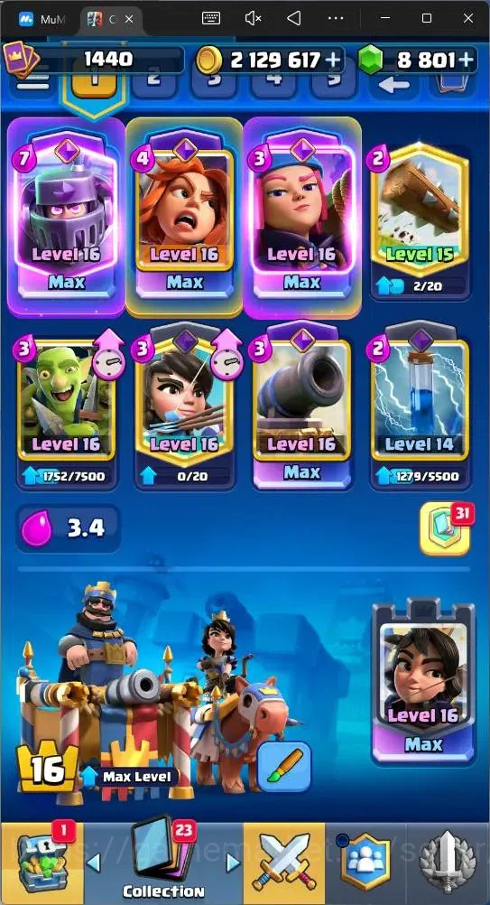 Clash Royale Accounts Mobile |CL 1440|KTL 16|Trophy 11751|Card 121|9 Max image 6