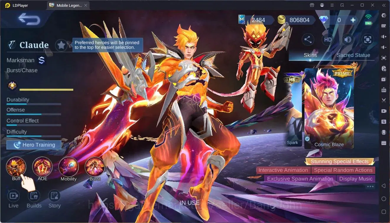 Mobile Legends: Bang Bang Accounts Global|Hero132|Skin 374|Exalted|Prime Claude+Grang image 7