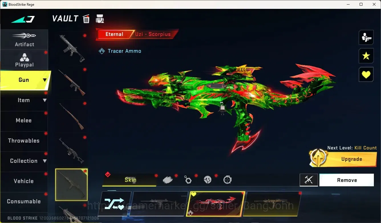 Blood Strike Accounts Rare Skin ASIA |1 Eternal Gun:Uzi-Scorpius|4 Collab Gun [TR&AOT]|2 Limited Gun|Limited 10