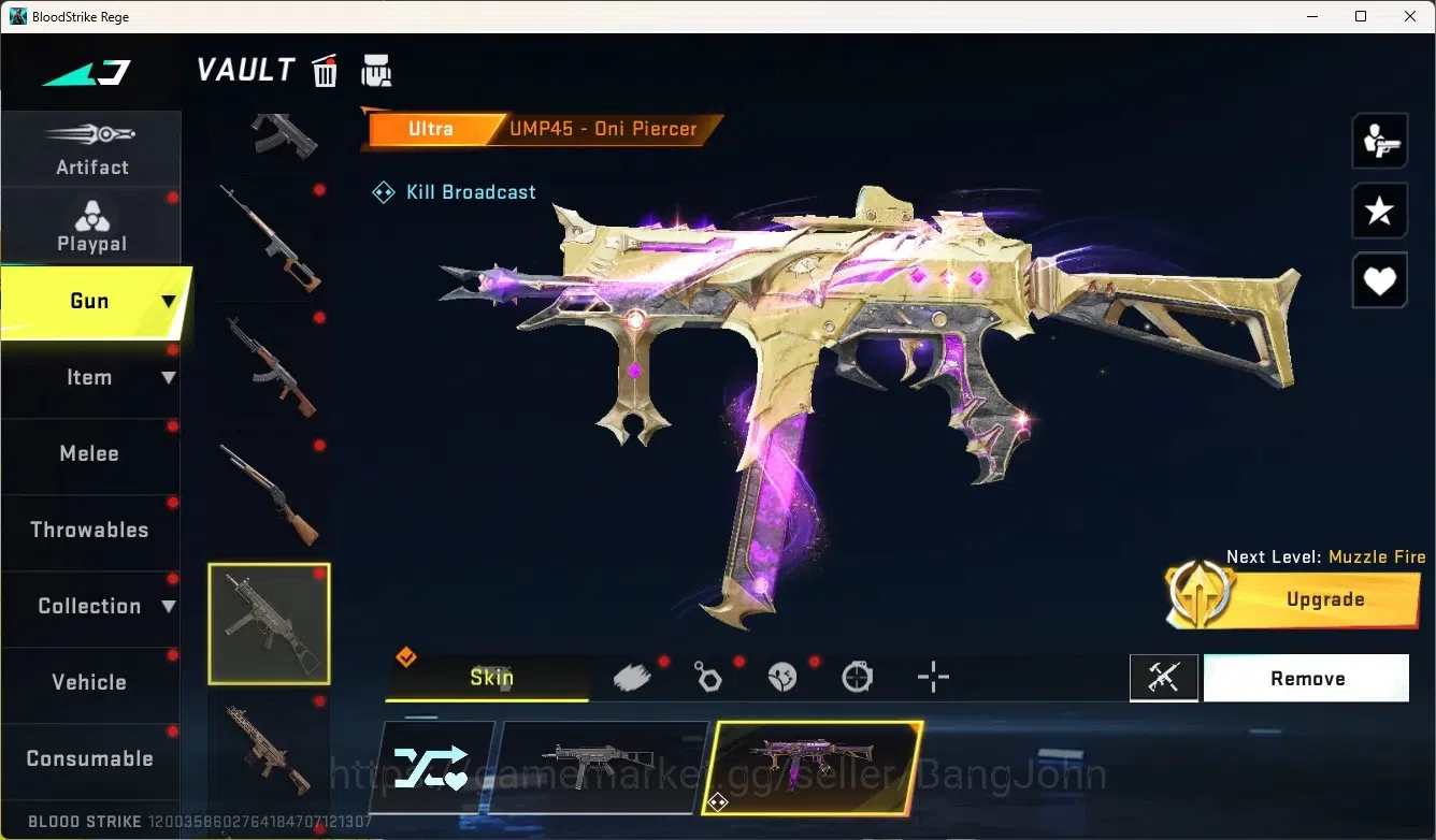 Blood Strike Accounts Rare Skin ASIA |1 Eternal Gun:Uzi-Scorpius|4 Collab Gun [TR&AOT]|2 Limited Gun|Limited 13