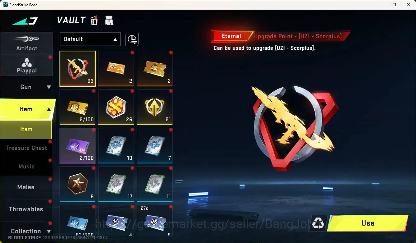 Blood Strike Accounts Rare Skin ASIA |1 Eternal Gun:Uzi-Scorpius|4 Collab Gun [TR&AOT]|2 Limited Gun|Limited 15