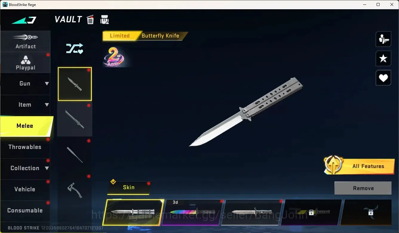 Blood Strike Accounts Rare Skin ASIA |1 Eternal Gun:Uzi-Scorpius|4 Collab Gun [TR&AOT]|2 Limited Gun|Limited 17