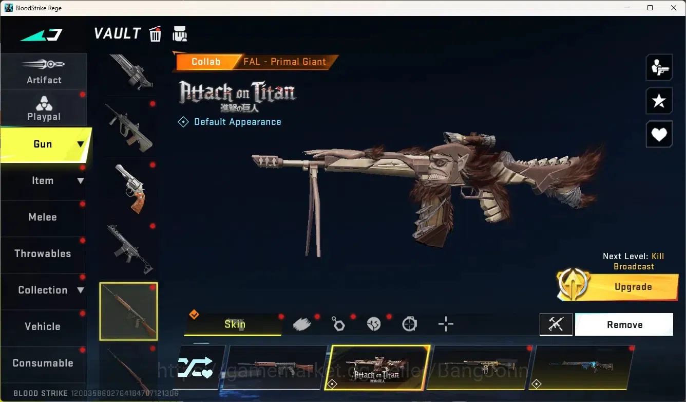 Blood Strike Accounts Rare Skin ASIA |1 Eternal Gun:Uzi-Scorpius|4 Collab Gun [TR&AOT]|2 Limited Gun|Limited 9