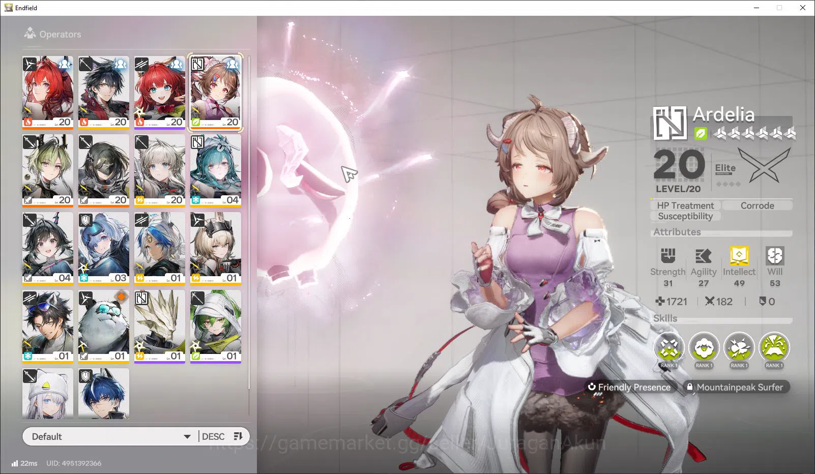 Arknights: Endfield Accounts ASIA LVL 10 | 3 SSR Laevatain,Ardelia, Lifeng, + 9 SR + 1 Weapon B6|Male MC|Log Gryplink|Take 7