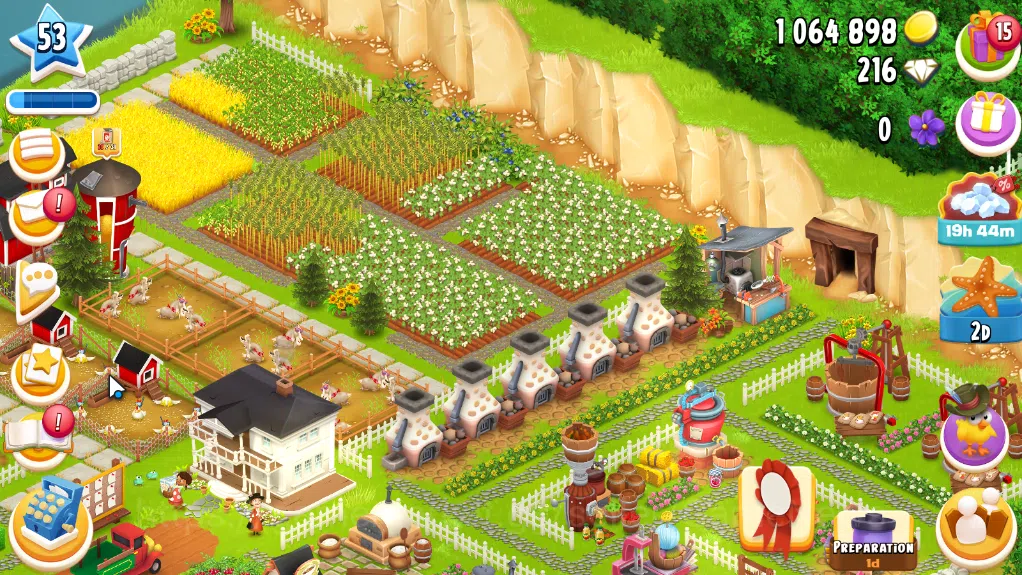 Hay Day Accounts Level 53 | Barn Storage 3000 + Silo Storage 800| 1M Coins, 216 Dm |CN ON|Log Supercell ID|Take Email|Check 2
