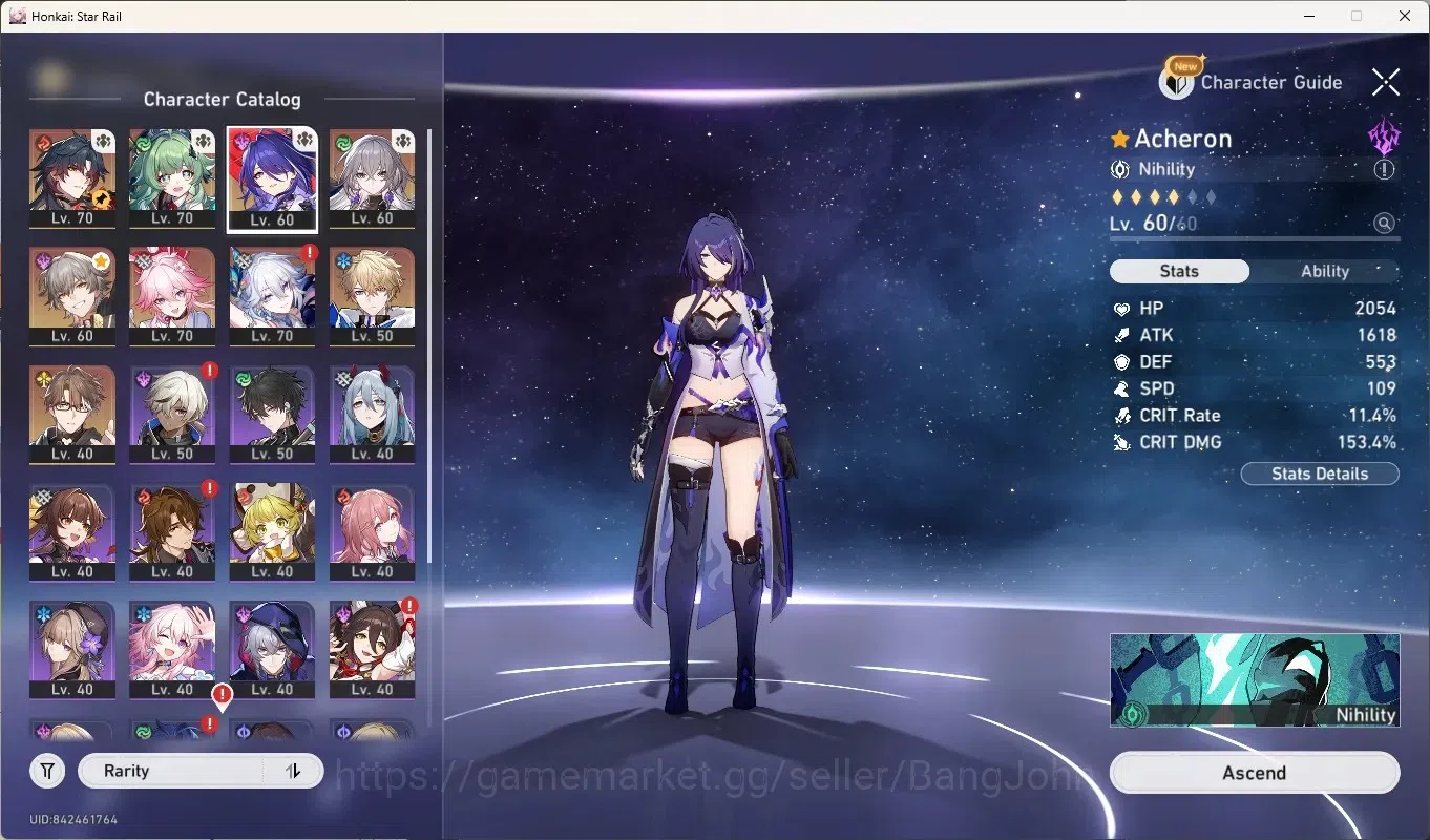 Honkai Star Rail Accounts Others ASIA|TL 53|5 Limited [MortenaxBlade,Houhou,Acheron,Evanescia,Yao Guang]|Mc 2