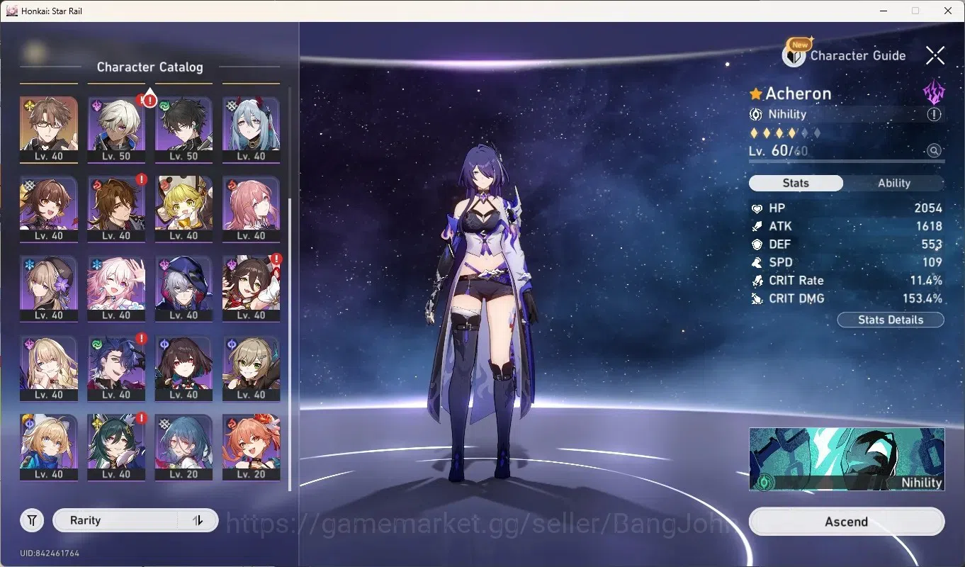 Honkai Star Rail Accounts Others ASIA|TL 53|5 Limited [MortenaxBlade,Houhou,Acheron,Evanescia,Yao Guang]|Mc 3