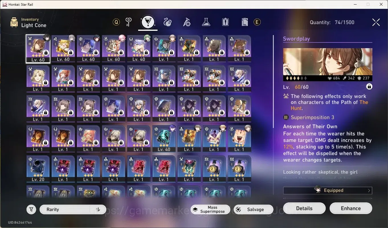 Honkai Star Rail Accounts Others ASIA|TL 53|5 Limited [MortenaxBlade,Houhou,Acheron,Evanescia,Yao Guang]|Mc 7