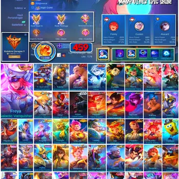 Mobile Legends: Bang Bang Accounts Collector #3883 459 Skins | Legend Freya | Collector Yin Shun Shin & Natalia | Kinsin