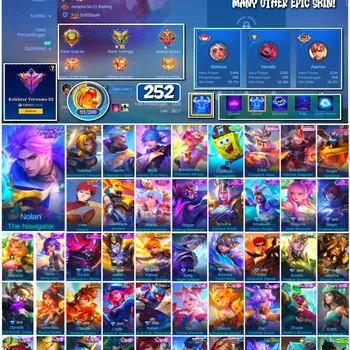 Mobile Legends: Bang Bang Accounts #4380 252 Skins | Vale Gaara (NARUTO) | Cyclops SpongeBob (SPONGEBOB) | Roger Grimlock