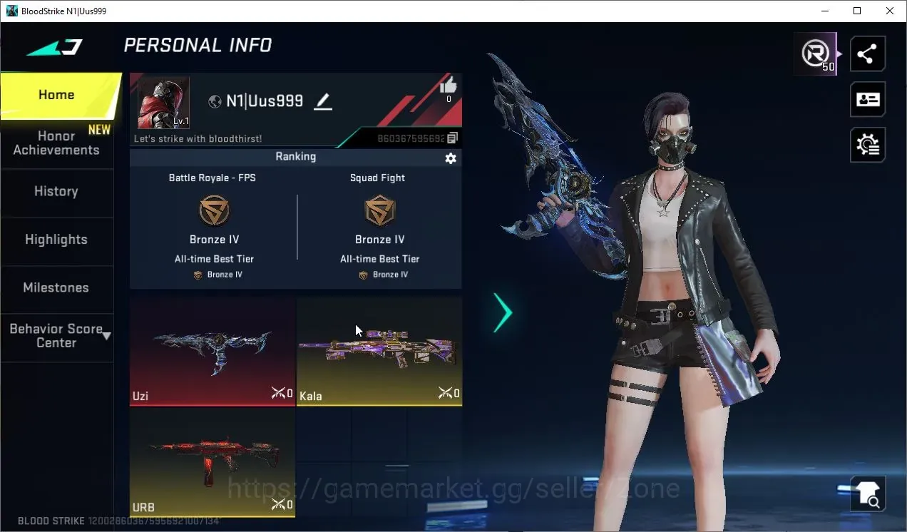 Blood Strike Accounts Starter ASIA|STARTER1 ETERNAL: UZI|| 2 LEGENDARY|2 ITEM ETER ||CHEK SS||LogNetEase(BS1235Z) 1
