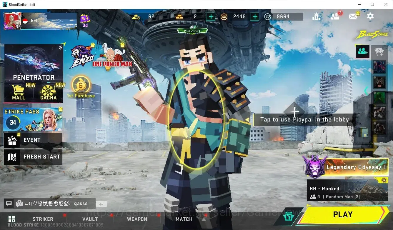 Blood Strike Accounts Collab Skin ASIA|ETERNAL DeAgle+COLLAB Enzo-Kraken,TR FN2K,JACK,BLEACH BYAKUYA+3 Collab Weapon|9 1