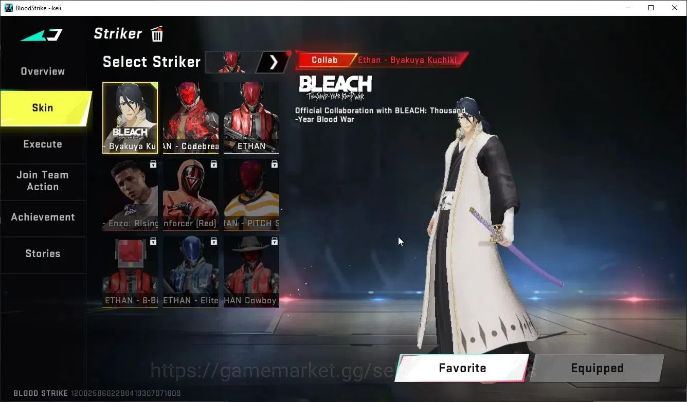 Blood Strike Accounts Collab Skin ASIA|ETERNAL DeAgle+COLLAB Enzo-Kraken,TR FN2K,JACK,BLEACH BYAKUYA+3 Collab Weapon|9 5