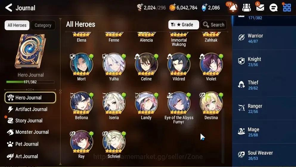 Epic Seven Accounts High-End GLOBAL Unverif|New Era|14 ML(Notos,Salome,Zio,Etc)+Abyss Fumyr,Etc|PoH+Bless ON|Auto W Hunt|2K 10